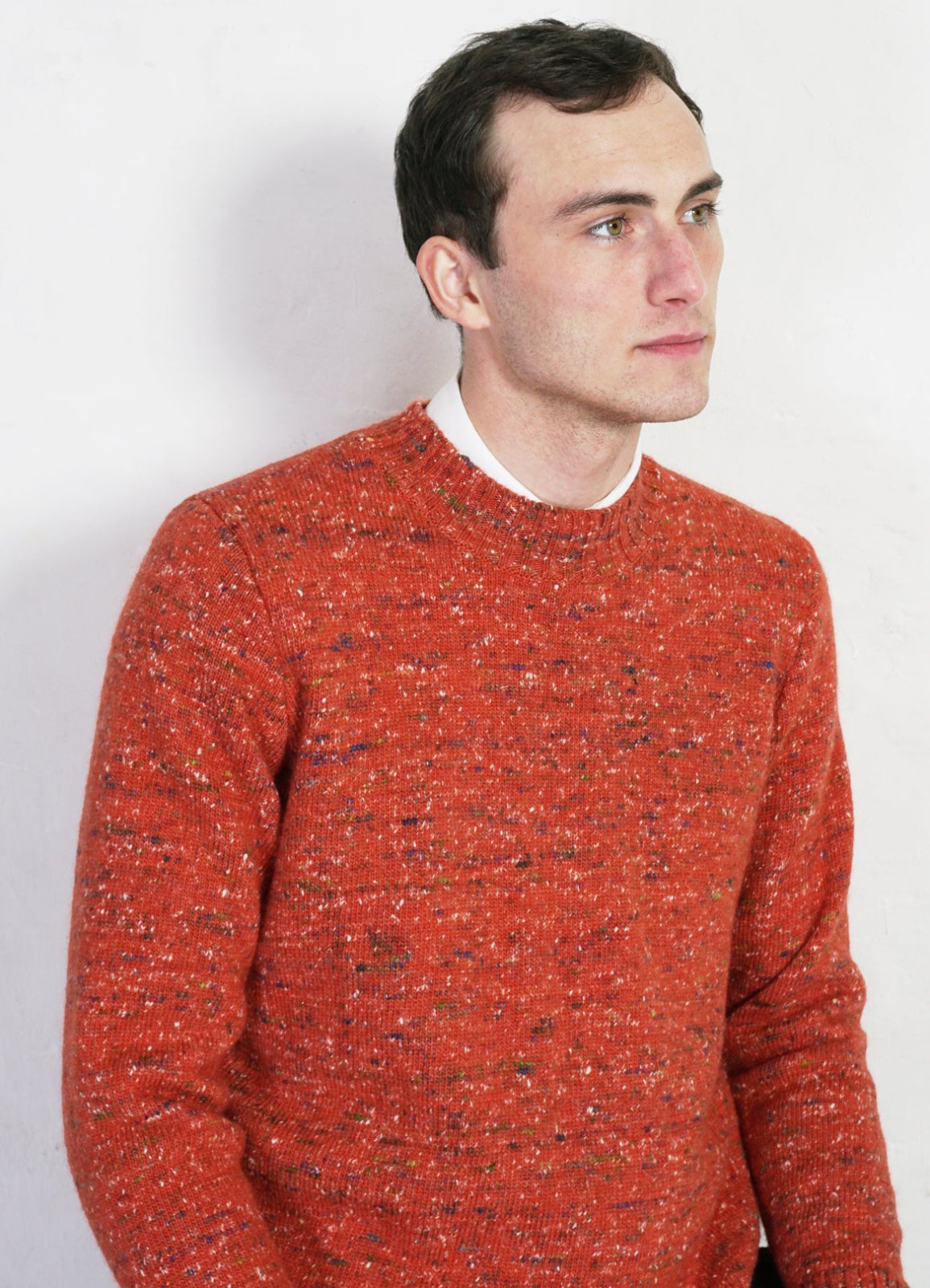 HANSEN GARMENTS - EIVIND | Crew Neck Rib Sweater | Donegal Coral - HANSEN Garments