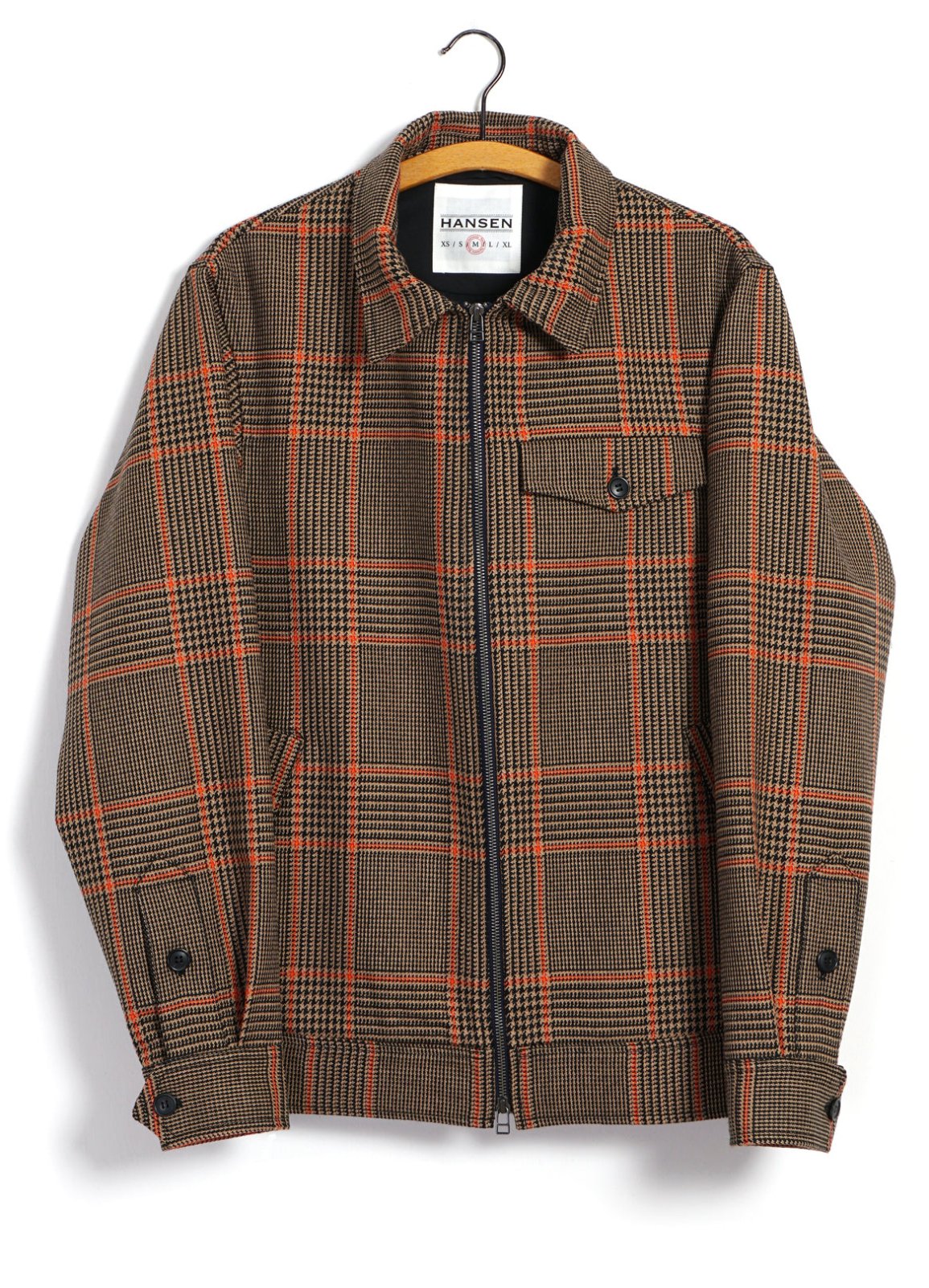 HANSEN GARMENTS - JARLE | Casual Zipper Jacket | Orange Glen Check - HANSEN Garments