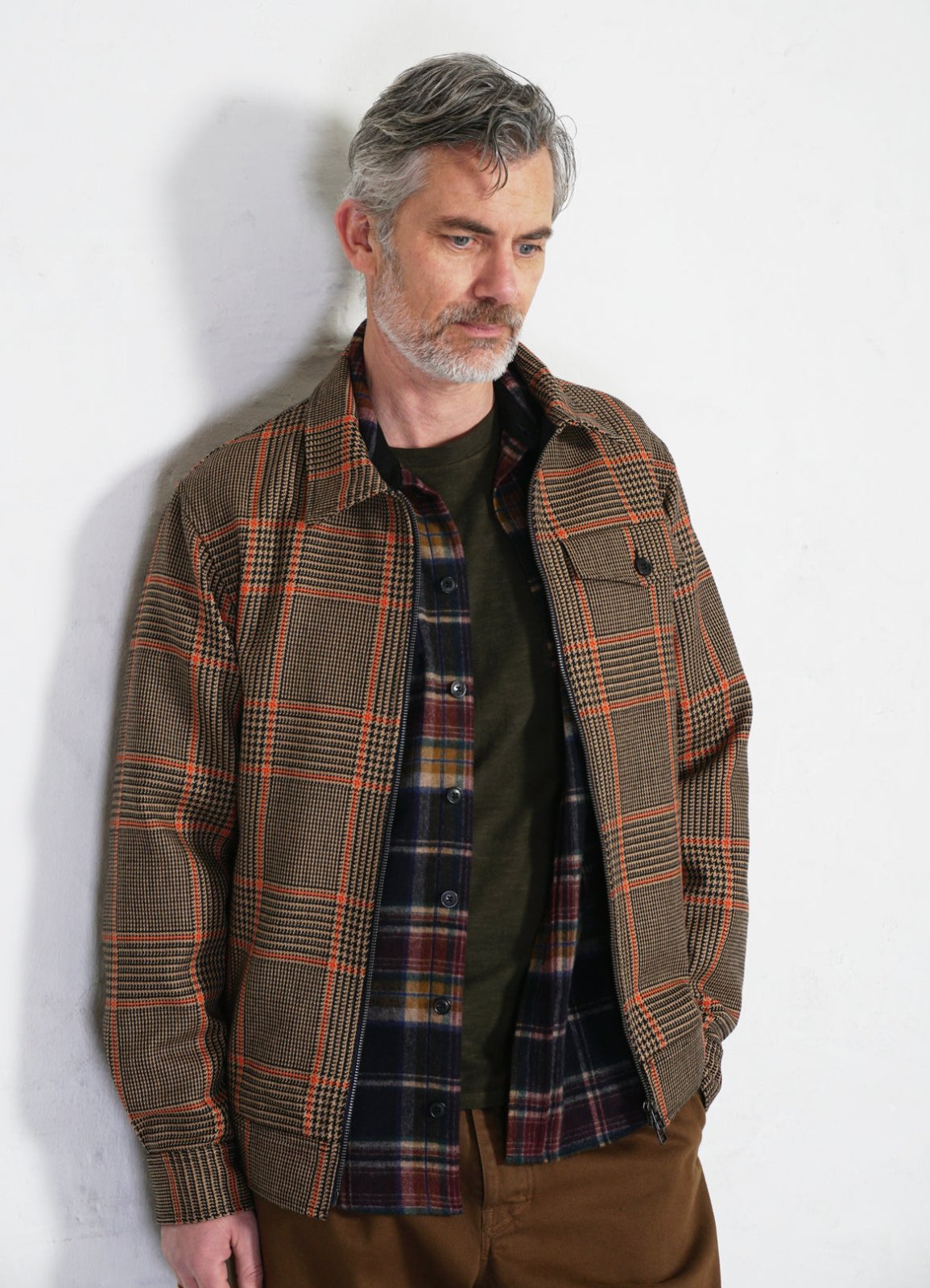 HANSEN GARMENTS - JARLE | Casual Zipper Jacket | Orange Glen Check - HANSEN Garments