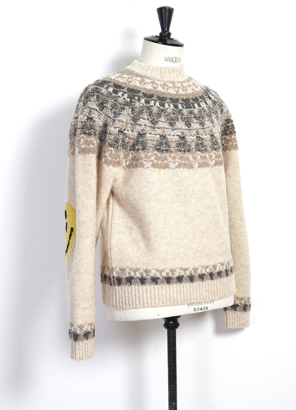 KAPITAL - NORDIC SMILIE | Wool-Jacquard Crewneck Sweater | Ecru - HANSEN Garments